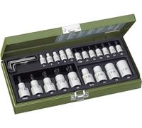 PROXXON 23 102 2223102-Estuche Vasos+Puntas torx 1,2 + 1,4 p, 0 V, Plata, Set de 24 Piezas