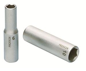 PROXXON 23 534 Vaso Largos de 3/8" para Pernos Roscados Sobresalidos Largos, Tamaño 9mm, Longitud Total 46mm, metal