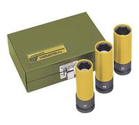PROXXON 23 938 Vaso de Impacto para su Uso con Tuercas de Ruedas, Automoción, Versión Standard, Extralargos 85mm, Negro, 1/2", 17, 19, 21 mm