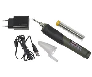 Proxxon 28142 EL/A - Soldador electrónico con batería (batería de 3,6 V/2,0 Ah, temperatura 470 °C, incluye cubierta protectora, estaño y cargador)