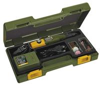 Proxxon Micromot 60/EF (longitud 220 mm, peso 230 g, potencia 40 W, voltaje 12-18 V, con fuente de alimentación y 43 herramientas, taladro manual, lijadora, fresadora) 28514