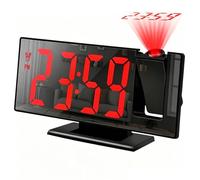 Proyección reloj para dormitorio de 12/24 h LED - Display Snooze | Proyector digital de tiempo, dispositivo de alarma de mesita de noche, pantalla de techo ajustable, accesorio electrónico