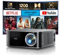 Proyector【1200 ANSI/Netflix Oficial/36W Dolby】 Smart Proyector 4K AI Auto Focus/Keystone, TOPTRO Proyector 1080P Full HD Nativo WiFi 6 Bluetooth 5.2 Zoom 50% Cine en Casa/Exterior para Movil/PS5/USB