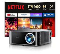 Proyector【1500 ANSI/App Oficial Integrada/36W Dolby】Smart Proyector 4K Compatible con Netflix AI Auto Focus/Keystone, Proyector1080P Nativo WiFi6 Bluetooth5.2 Zoom 50% Cine en Casa/Exterior para Movil