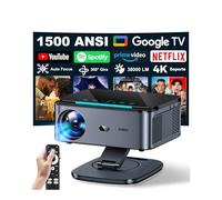 Proyector【1500 ANSI/Google TV/Auto Focus】 XIWBSY Proyector Portatil 38000 Lúmenes, Gira 360 °, WiFi 6 Bluetooth 5.3, Control por Voz, Soporte 4K 1080P, Proyectores Video Cine En Casa/Exterior Netflix