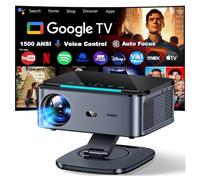 Proyector【1500 ANSI/Google TV/Auto Focus】 XIWBSY Proyector Portatil 38000 Lúmenes, Gira 360 °, WiFi 6 Bluetooth 5.3, Control por Voz, Soporte 4K 1080P, Proyectores Video Cine En Casa/Exterior Netflix