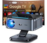 Proyector【1500 ANSI/Google TV/Auto Focus】 XIWBSY Proyector Portatil 38000 Lúmenes, Gira 360 °, WiFi 6 Bluetooth 5.3, Control por Voz, Soporte 4K 1080P, Proyectores Video Cine En Casa/Exterior Netflix