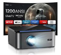 Proyector 4K【1200 ANSI/Netflix Oficial】Ares A2 Smart Proyector Live TV, Dolby, 20W Altavoces Hi-Fi, 4K Soporta, Proyectores 1080P Nativo WiFi Bluetooth 5.3, 50% Zoom, para PS5/PC/Cine en Casa/Exterior