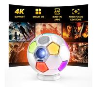 Proyector 4K 2026 con WiFi y Bluetooth, aplicaciones integradas de película con enfoque eléctrico automático y Keystone, proyector LED de fútbol con visor para interiores y exteriores, compatible con