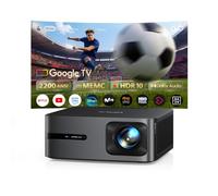 Proyector 4K | 2200 ANSI Brillo | Google TV 14.0 Integrado | Audio Dolby 40W| Proyector FHD 1080P Nativo, Enfoque Automático e IA Calibración, 2+32GB, HDMI 2.1, MEMC HDR10 para Cine en Casa y Exterior