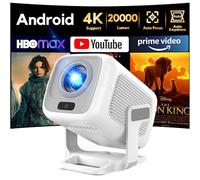 Proyector 4K [Apps Integrada & Auto Focus/Keystone] 2026 Upgraded AKIYO O4 Proyector Portátil 20000 Lumen con Android TV y Dual Control, con WiFi6 Bluetooth5.4 Zoom 50%, Cine en Casa para HDMI/USB/PS5