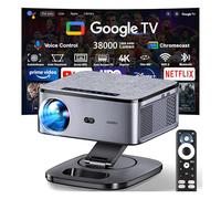 Proyector 4K 【FIFA World Cup/1500 ANSI/Google TV】 XIWBSY Proyector Bluetooth Portatil 38000 Lúmenes, Gira 360 °, Official Apps, Control por Voz, 1080P FHD, Proyectores Video Cine En Casa/Exterior