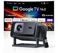 Proyector 4K【Google TV 14.0/Official Apps/Auto Focus/Keystone】 Proyector portatil Control por Voz 1080P FHD Nativo HDR10,WiFi 6 & Bluetooth 5.3 SmartProyector para Exterior/Cine en Casa/Techo/HDMI