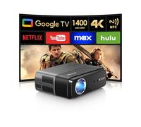 Proyector 4K HDR Google TV con licencia Netflix 1400 ANSI Ultra HD proyector inteligente portátil con Wifi6 y Bluetooth, HDMI eARC, Dolby Audio, NFC, enfoque automático para cine en casa, películas al