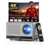 Proyector 4K Nativo 3840x2160p | Google TV Certificado | 8000 Lúmenes | Lente 1.27:1 | WiFi 6 + Bluetooth 5.0 | Auto Focus & Keystone | 8+8W Altavoces | Motor Óptico Sellado | Optimizado para Juegos