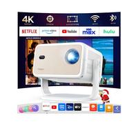 Proyector 4K [Netflix Oficial Soporte/Enfoque Remoto] Yoton Y7 Proyector Portátil con Android 13, 270° Rotation WiFi Bluetooth Videoproyector Auto Corrección Keystone Projector Exterior Cine Jardin