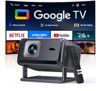 Proyector 4K【Official Google TV/Netflix/Auto Focus/Keystone】 Proyector Portátil Control del lenguaje 1080P Nativo Full HD,WiFi 6 & Bluetooth 5.4,SmartProyector para Movil/Exterior/Cine en Casa/Techo