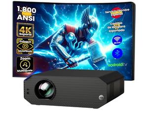 Proyector 4K, Unicview K5000, 1800 ANSI lúmenes, Cine en casa y presentaciones, Enfoque motorizado, Keystone 4D, Zoom Digital, HDMI, USB-C, Jack 3.5, Altavoces 10W (AndroidTV)