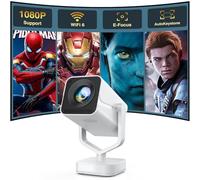 Proyector Android HAQDL con enfoque eléctrico y piedra clave automática, 1080P Full HD, WiFi y Bluetooth, giratorio de 270° para teléfono/portátil/HDMI/USB