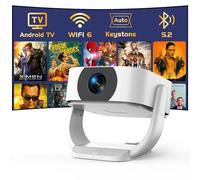 Proyector Android HAQDL con enfoque eléctrico y piedra clave automática, 1080P Full HD, WiFi y Bluetooth, giratorio de 270° para teléfono/portátil/HDMI/USB