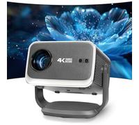 Proyector automático Foucus con WiFi y Bluetooth, soporte 4K, nativo 1080P, pantalla ajustable, soporte giratorio de 180°, sonido estéreo 3D y proyector de video Keystone automático, compatible con