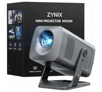 Proyector con Android 14, App Integrada y Auto Keystone, Proyector Portátil de Tiro Corto WiFi 6 Bluetooth 5.4 con Rotación 210°, NIX500 Miniproyector Soporta 4K 1080P Cine en Casa/Exterior - Gris