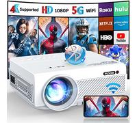 Proyector con WiFi y Bluetooth, FUDONI 5G WiFi Native 1080P Proyector exterior 15000L compatible con 4K, proyector de películas portátil con visualización y máximo 300 pulgadas, para