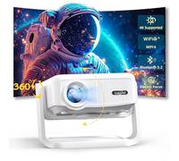 Proyector con WiFi y Bluetooth, mini-proyector: [700 ANSI y 360° de soporte ajustable y enfoque eléctrico y piedra clave automática], Lisowod L02 2025 proyector portátil de película 1080P para