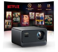 Proyector con WiFi y Bluetooth, mini proyector: [Para sistema de configuración automática de Netflix e IA, TV en vivo y 1000ANSI y 800+ aplicaciones integradas y navegador], proyector inteligente