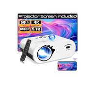Proyector con WiFi y Bluetooth, pantalla | Nativo 1080P, proyector portátil 5G para exteriores, sin retrasos, compatible con iPhone, Android, PC, Fire Stick, Xbox y PS5