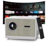 Proyector con WiFi y Bluetooth|3 años de protección|600ANSI nativo 1080P/4K compatible|Proyector de tiro corto Keystone de enfoque eléctrico para interiores y exteriores,