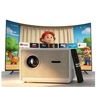 Proyector con WiFi y Bluetooth, protección de 3 años, compatible con 600ANSI nativo 1080P/4K, proyector de corto alcance para el hogar y al aire libre, aplicaciones integradas