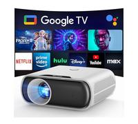 Proyector con WiFi y Bluetooth, proyector portátil inteligente Goiaey 1000 ANSI GoogIe TV, aplicaciones de transmisión oficiales integradas, voz GoogIe, audio DoIby, proyector de películas compatible