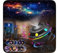 Proyector de cielo estrellado FlyLily, lámpara proyector planetario 12 en 1 para dormitorios infantiles y adultos, proyector de luz nocturna con luces RGB, altavoz Bluetooth, ruido blanco, temporizado