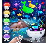 Proyector de cielo estrellado para niños, 30 sonidos relajantes, 4 películas y 31 colores de luz nocturna, rotación silenciosa de 360° y mando a distancia, juguete ideal y regalos ideales para niños y