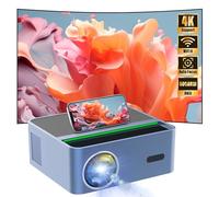 Proyector de cine en casa 4K con WiFi y Bluetooth, proyector de película nativo 1080P para interiores y exteriores, piedra clave automática y zoom, proyector inteligente para smartphone/computadora