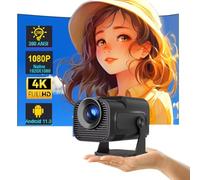 Proyector de Cine portátil HY320 Negro con Android 11, 4K, 1080P, 390ANSI, WiFi Dual, 6 BT5.0, 1920 x 1080P, proyectores Inteligentes HY320, rotación de 180 Grados, 18000 lúmenes