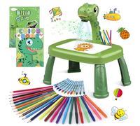Proyector de Dibujo de Dinosaurios para Niños con 72 Patrones Proyector Infantil con Lápices,Crayones,Libro de Recortes,Libro de Pegatinas,Pegatinas de Dinosaurios,Sello Mesa de Pintura Infantil