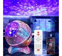 Proyector de estrellas, luz nocturna giratoria de galaxia con control remoto, altavoz Bluetooth, huevo de dinosaurio, regalos de Navidad (rojo)