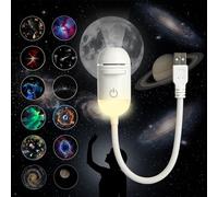 Proyector de galaxia 2 en 1 - lámpara nocturna galáctica con 12 películas de proyección deslizantes, lámparas LED ajustables a 360° con luz, planetarios estelares con lámpara nocturna regulable para