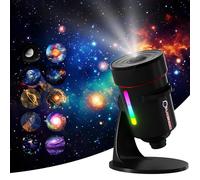Proyector de galaxia con efectos 4K HD, 10 modos de nebulosa, temporizador automático, luz nocturna de 7 colores y amplia cobertura de techo para dormitorio, cine en casa, color negro