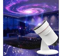 Proyector de galaxia de estrellas mejorado, estilo telescopio planetario, nebulosa giratoria de 360°, proyección más nítida y música relajante de 28 grados con temporizador para techo de dormitorio