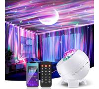 COOLNIGHT Proyector de estrellas Northern Lights Proyector, 15 colores, luz lunar, estrella galaxia, 15 música y Bluetooth Galaxy Proyector Aurora, luces de estrella remota para proyector de techo