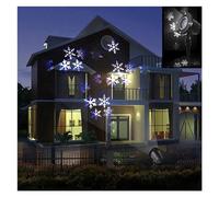 Proyector de Halloween, Luz Solar de discoteca con copos de nieve de Navidad, lámpara de proyector con efecto de Nevada móvil IP65 for decoración de boda, fiesta de año nuevo(Bianco)