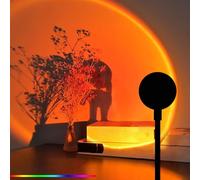 Proyector de lámpara de puesta de sol - Luz USB de estado de ánimo arcoíris | Lámpara LED de 7 colores con botón | Luz de luna giratoria de 360° y efecto solar, decoración de dormitorio, iluminación