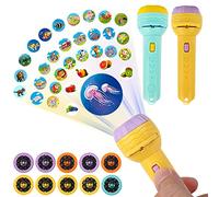 Proyector de linterna para niños, 2 Piezas Proyector de antorcha, linterna niños, Linterna proyector de diapositivas, 80 imágenes diferentes, linterna educativa lámpara, aprendizaje educativo