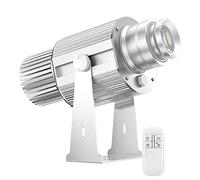 Proyector de Logotipo a Prueba de Agua IP67 para Exteriores, luz publicitaria de patrón Personalizado, Zoom Manual, Control Remoto, GOBO de Vidrio Personalizado Gratis (Plateado,35W)