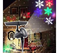 Proyector de luces navideñas para exteriores, proyector LED solar con copos de nieve móviles, luz de discoteca, lámpara de escenario navideña impermeable, decoración navideña para fiestas de cumpleañ
