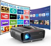Proyector de luz diurna 2400ANSI Ultra HD 4K HDR10+ Proyector inteligente diurno con tapa de lente automática mejorada 2026 Tof Autofocus HDMI eARC/CEC WiFi6 Bluetooth5.4 40W DB Audio para cine en
