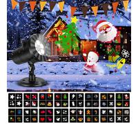 Proyector de Luz Navideña de Navidad Exterior Interior con 16 Diapositivas de Patrón, IP65 Impermeable LED Lámpara Proyector para decoraciones Cumpleaños, Navideñas, Halloween